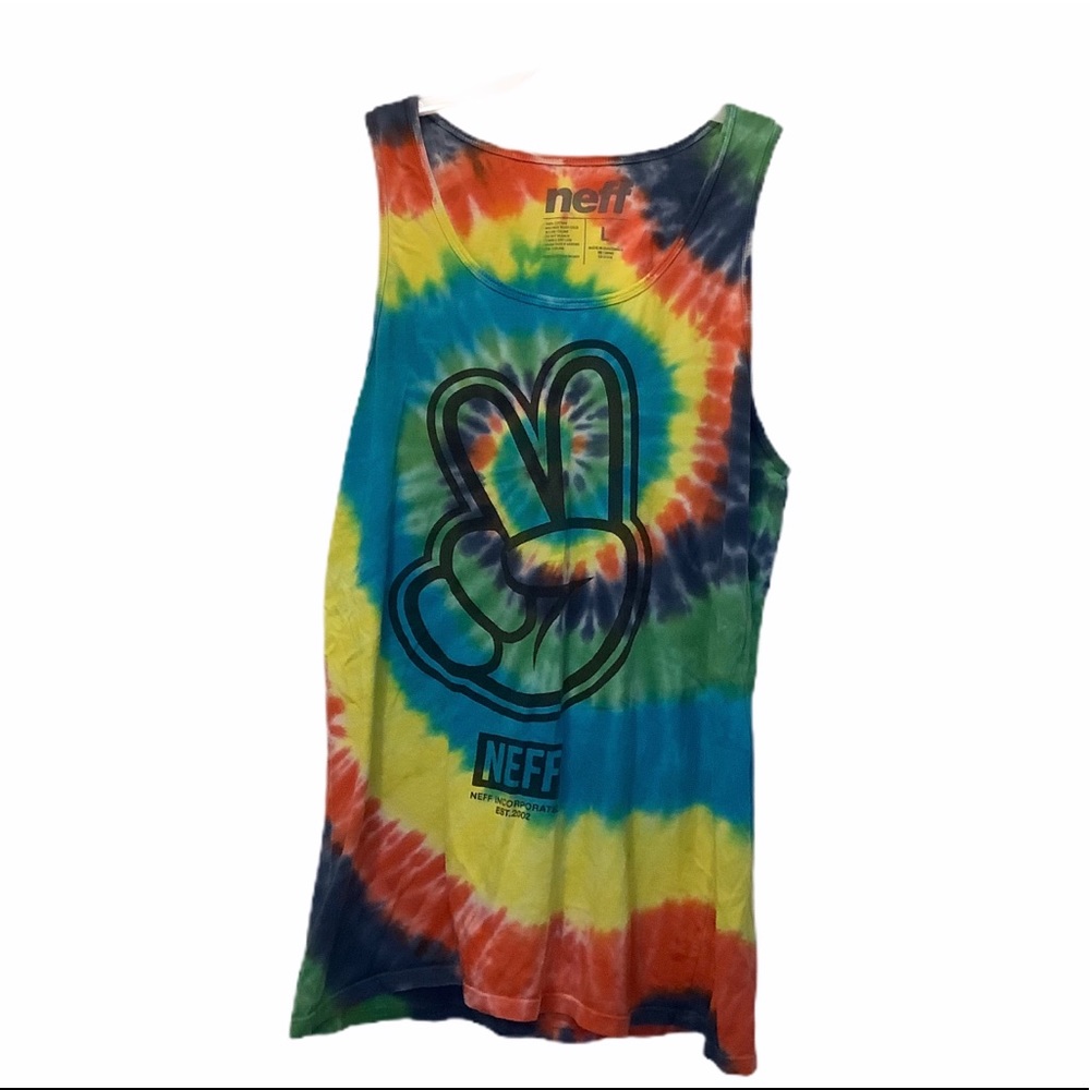 NEFF peace sign tie-dye tank top size Large